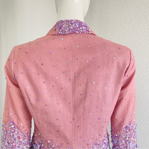 Vintage Anna Molinari Blumarine sequin embellished lavender pink jacket - Picture 6 of 16